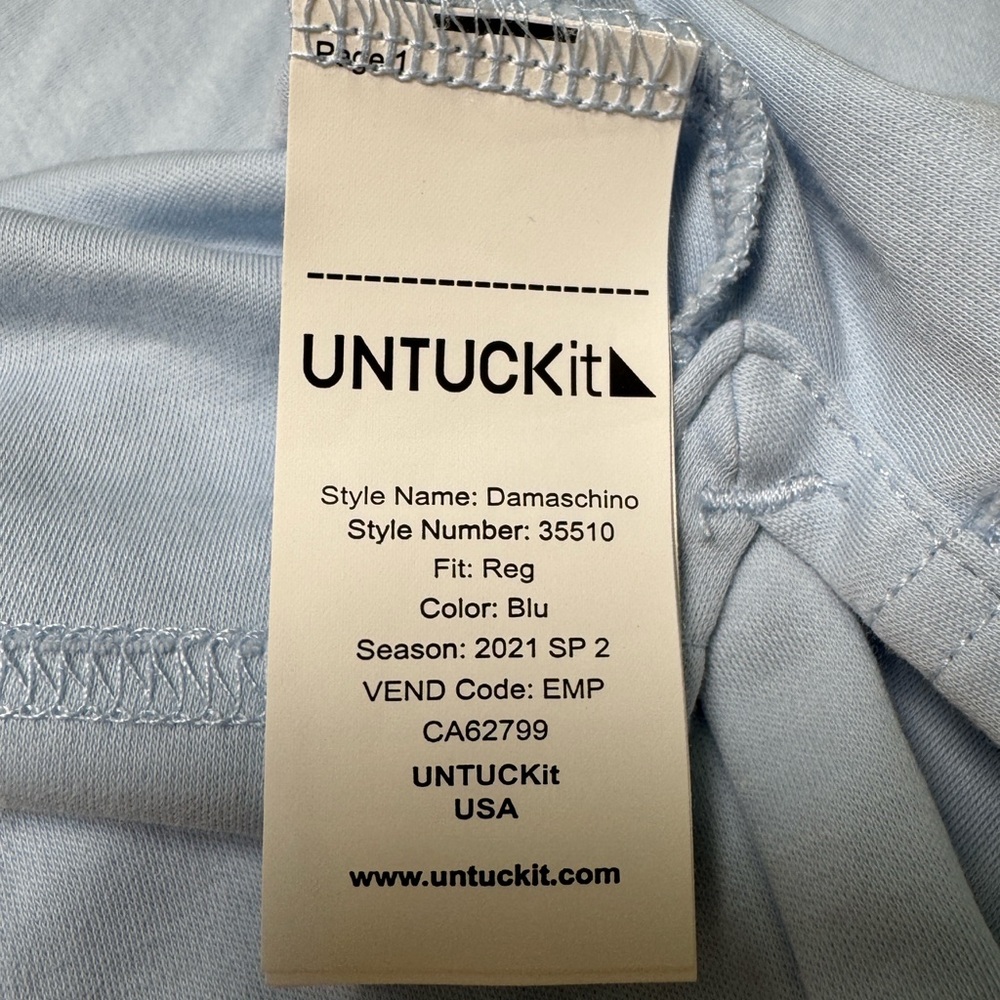 UNTUCKit Light Blue Damaschino Polo Shirt Casual Relaxed Fit, XXL - Picture 5 of 6